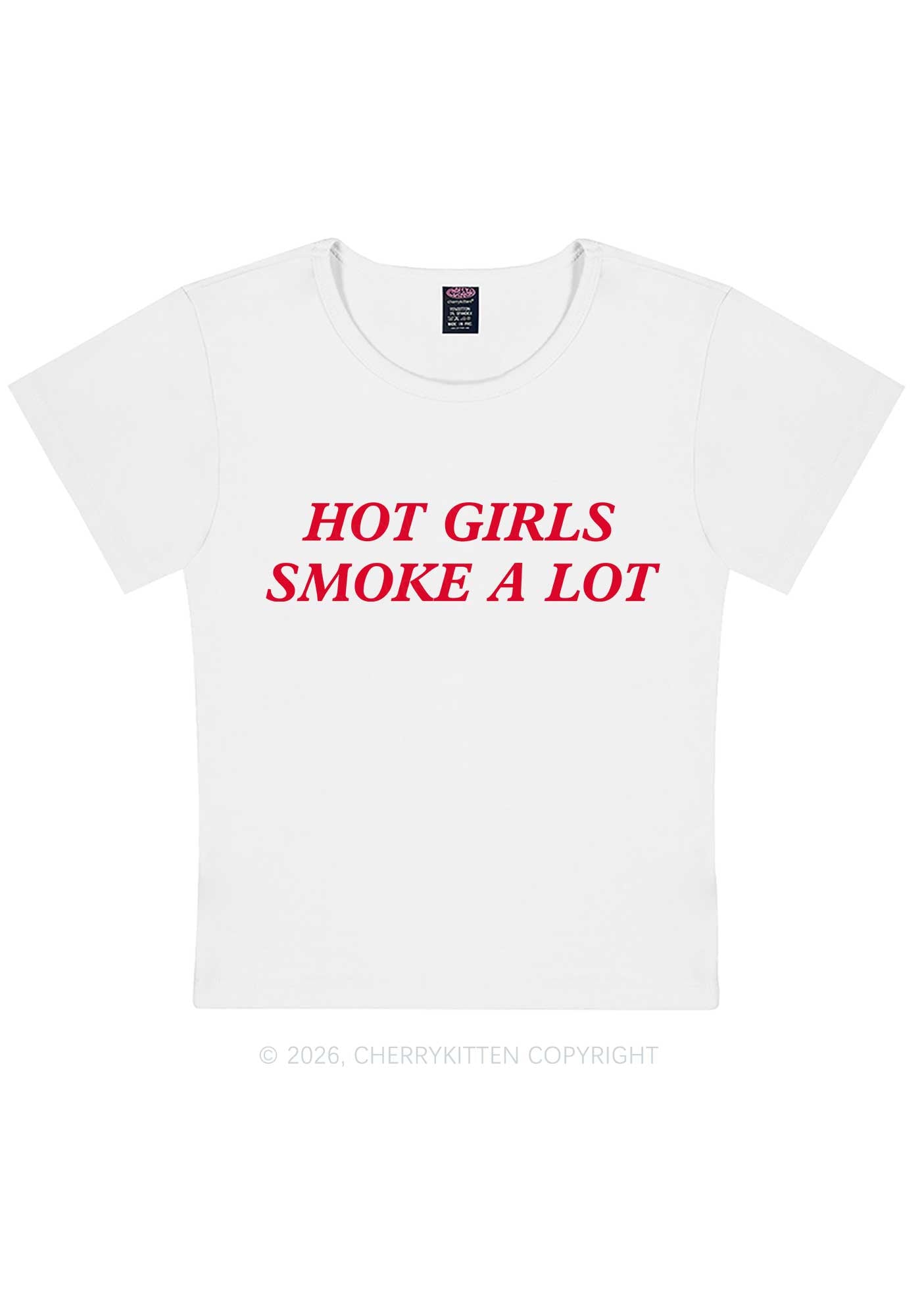 Hot Girls Smoke A Lot Y2K Baby Tee Cherrykitten