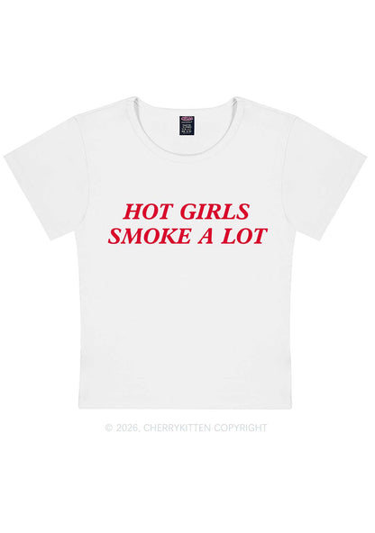 Hot Girls Smoke A Lot Y2K Baby Tee Cherrykitten