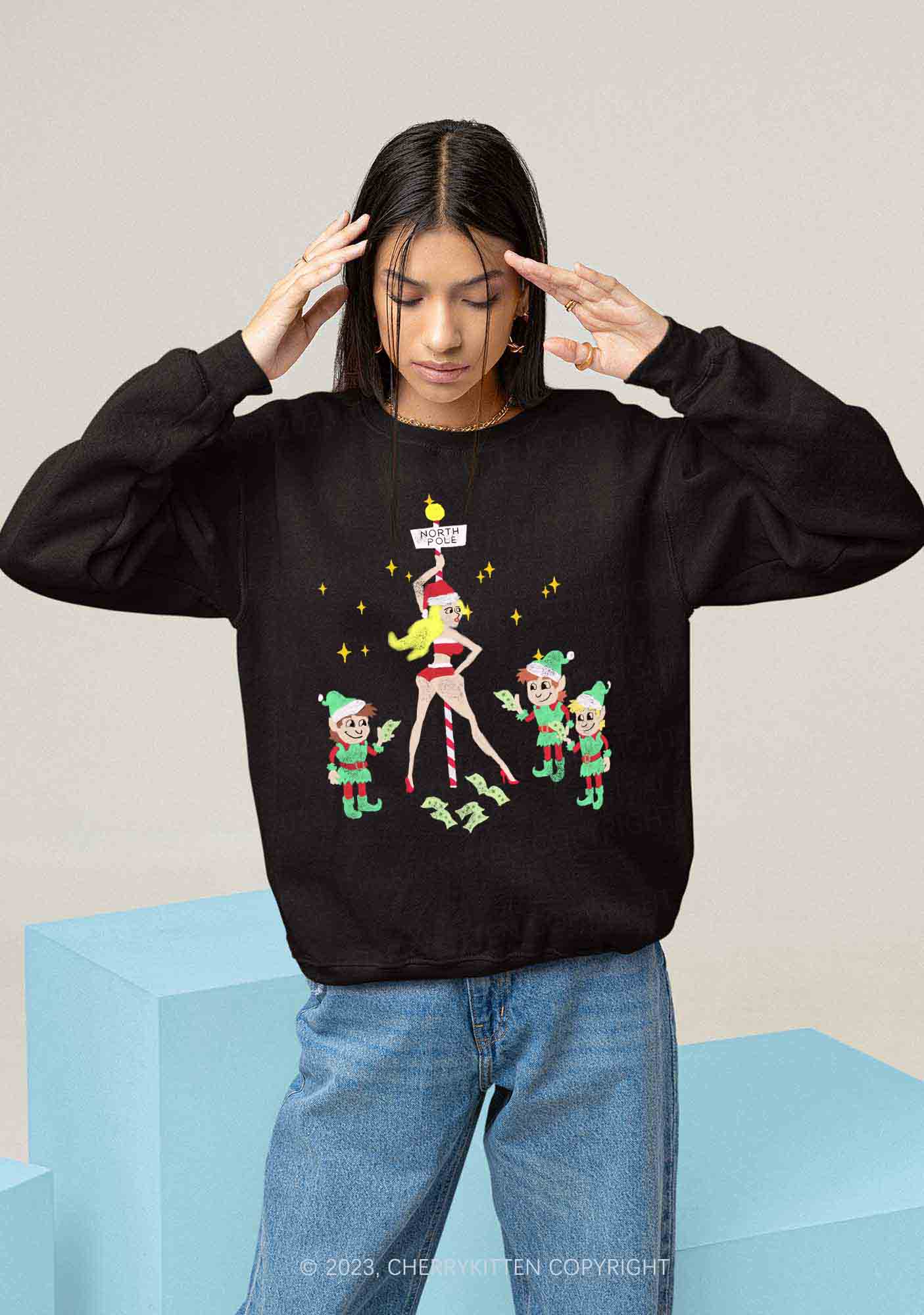 North Pole Dancing Christmas Girl Y2K Sweatshirt Cherrykitten