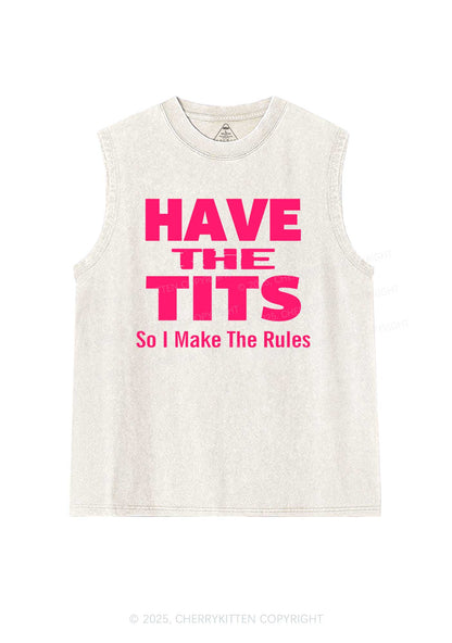 I Make Rules Y2K Washed Muscle Tank Cherrykitten