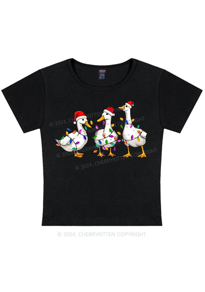 Christmas Santa Duck Y2K Baby Tee Cherrykitten