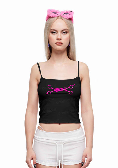 Pink Scissor Pride Y2K Spaghetti Strap Cami Cherrykitten