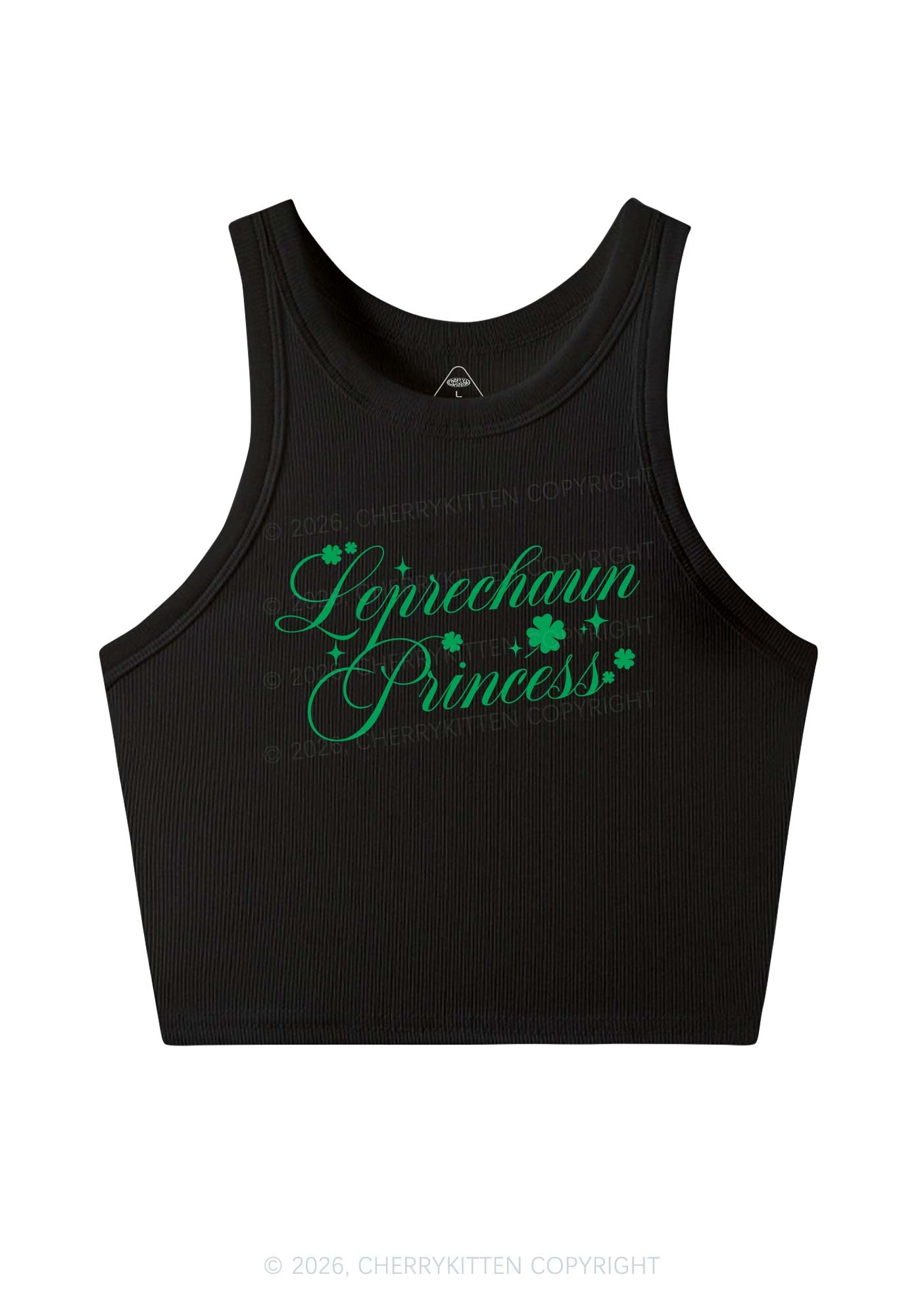 Leprechaun Princess St Patricks Y2K Crop Tank Top Cherrykitten