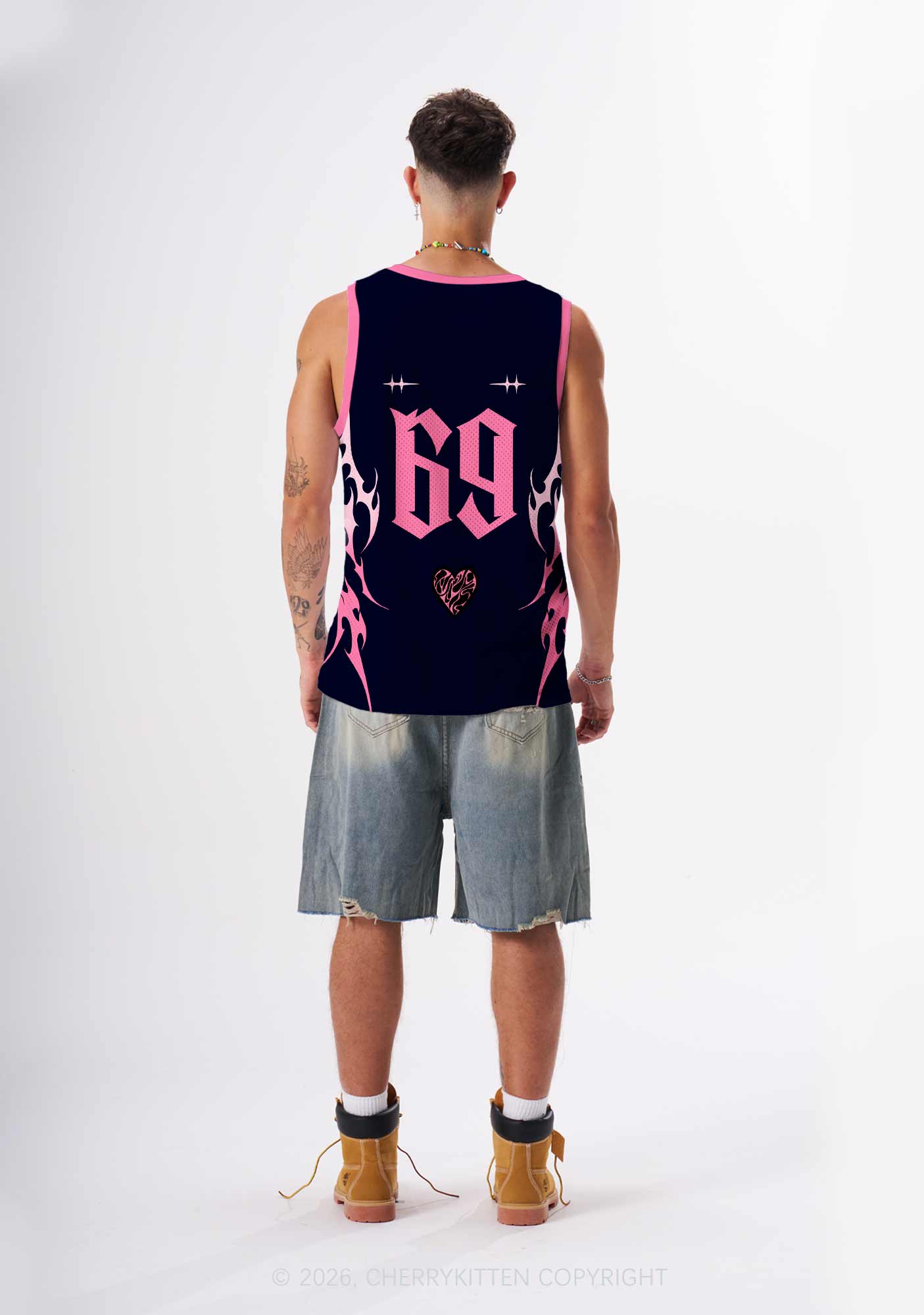 Pink Black Gay King Pride Y2K Sport Jersey Tank Cherrykitten