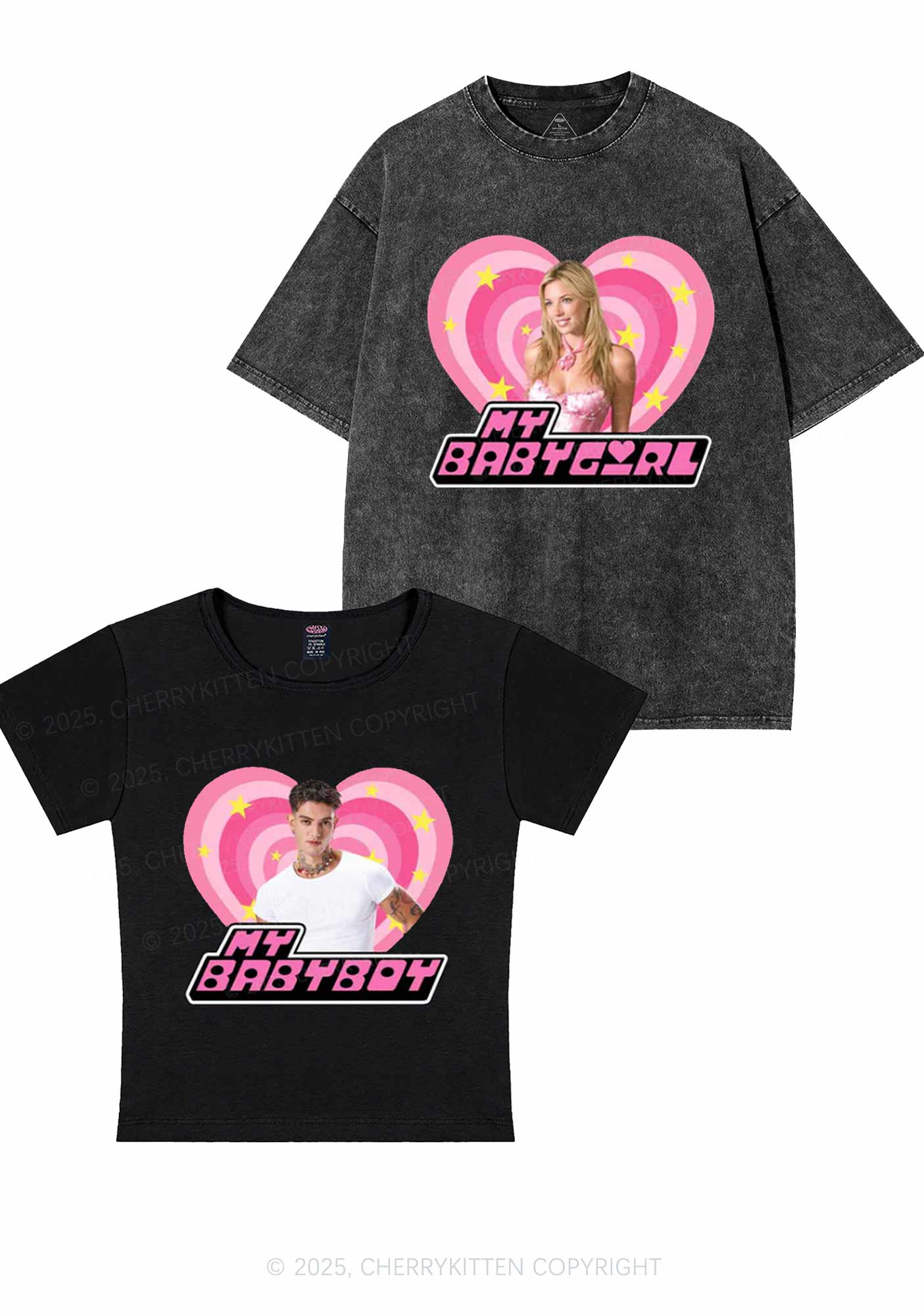 Custom Photo My Baby Y2K Valentine's Day Couple Shirt Cherrykitten