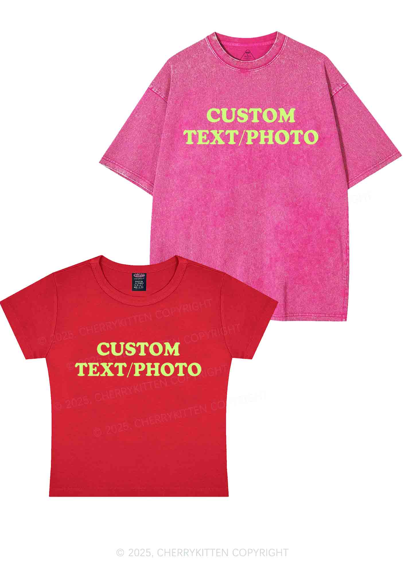 Custom Text Y2K Valentine's Day Couple Shirt Cherrykitten