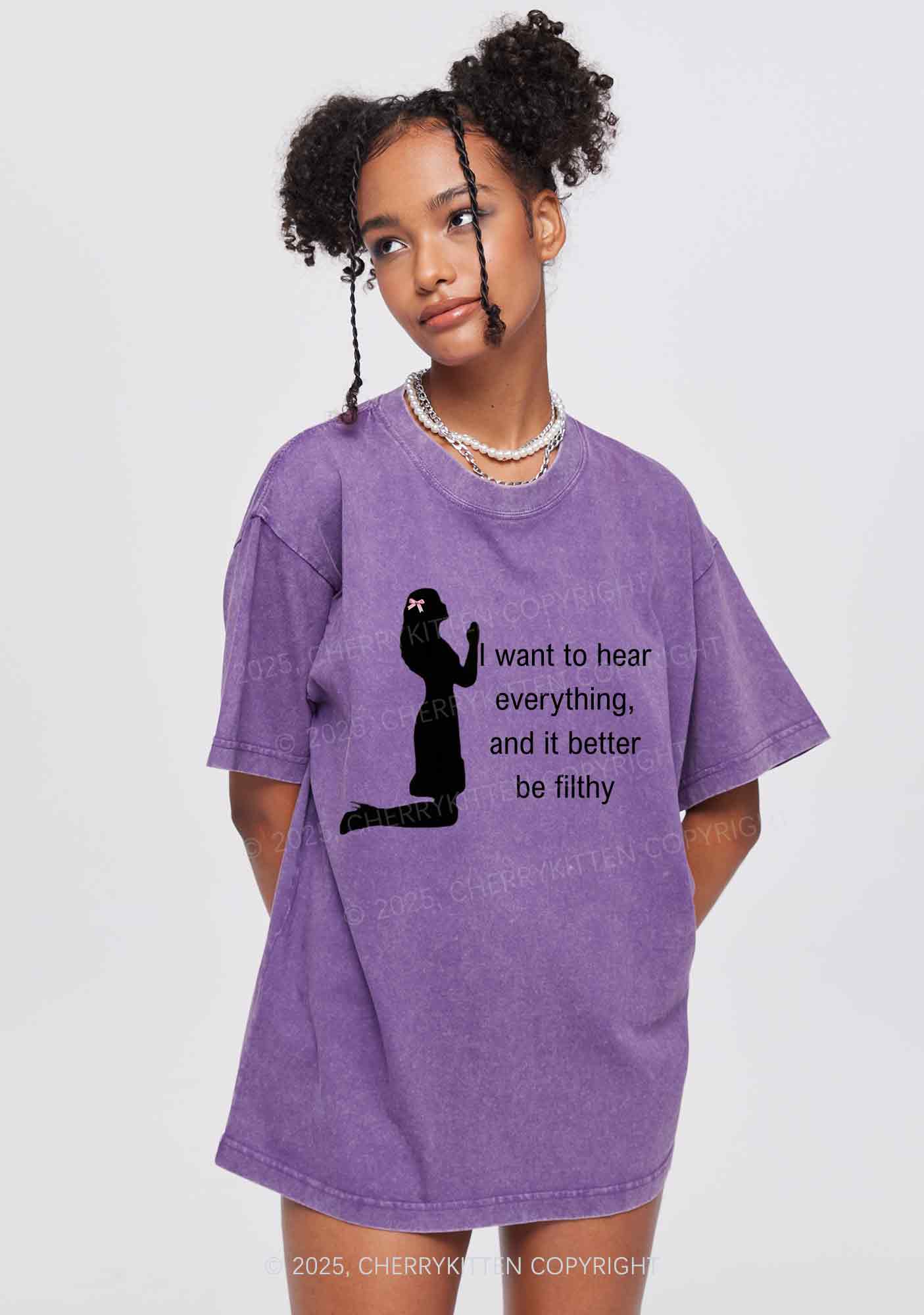 I Want To Hear Everything Y2K Shirts Washed Tee Cherrykitten