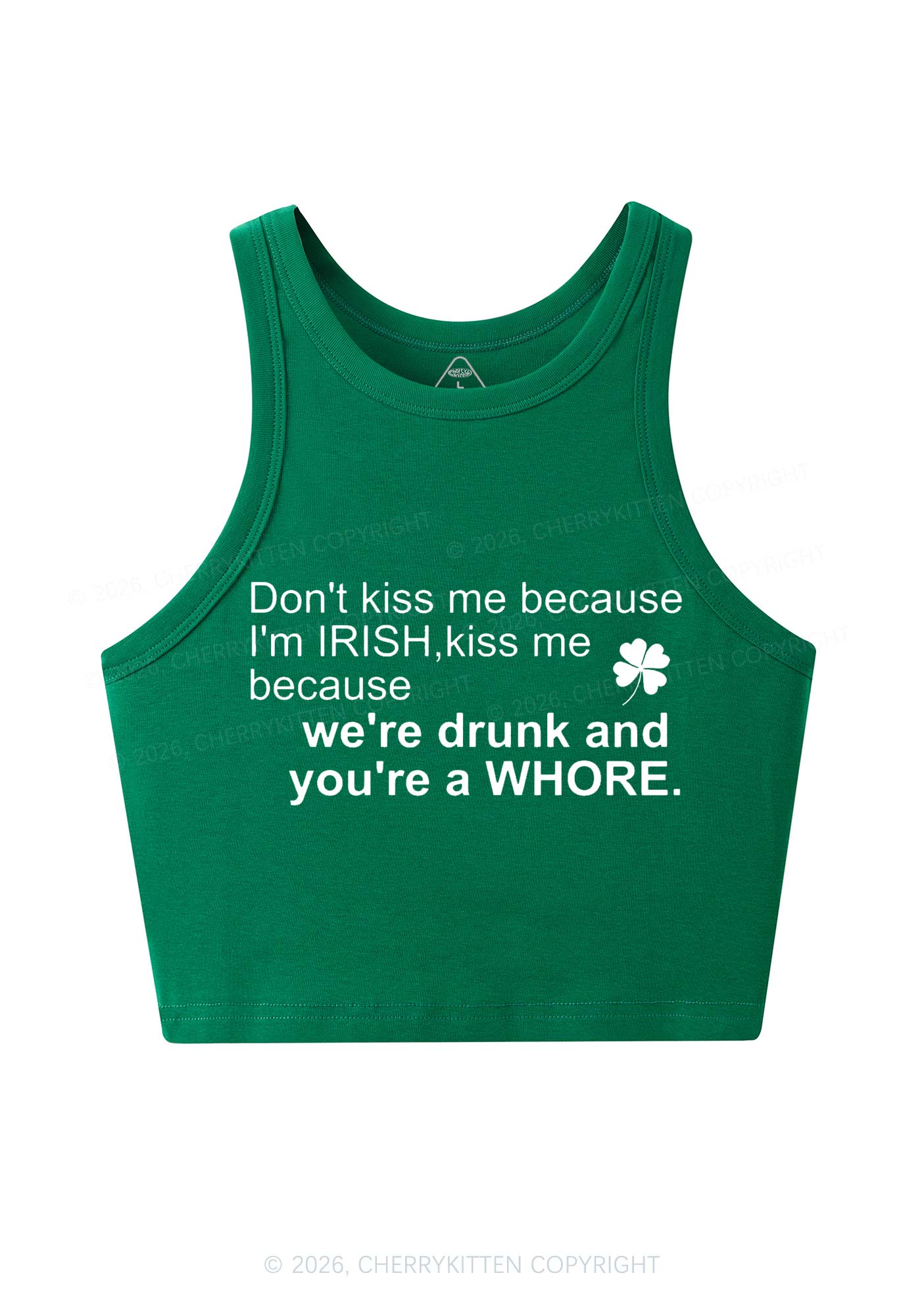 Drunk And Hore St Patricks Y2K Crop Tank Top Cherrykitten