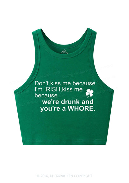 Drunk And Hore St Patricks Y2K Crop Tank Top Cherrykitten