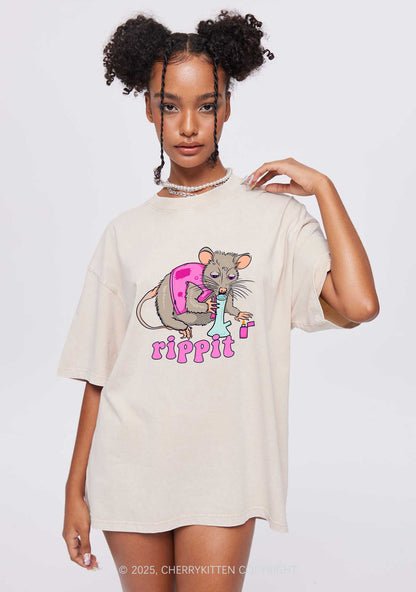 Rippit Rat Y2K Shirts Washed Tee Cherrykitten
