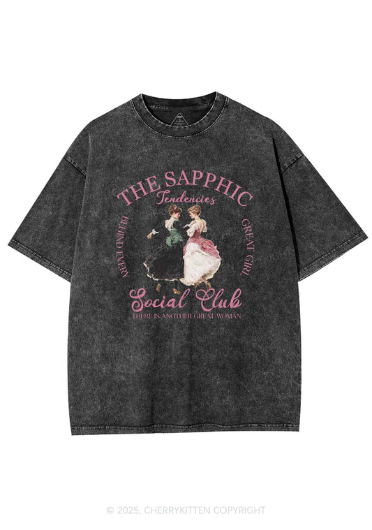 The Sapphic Pride Y2K Shirts Washed Tee Cherrykitten