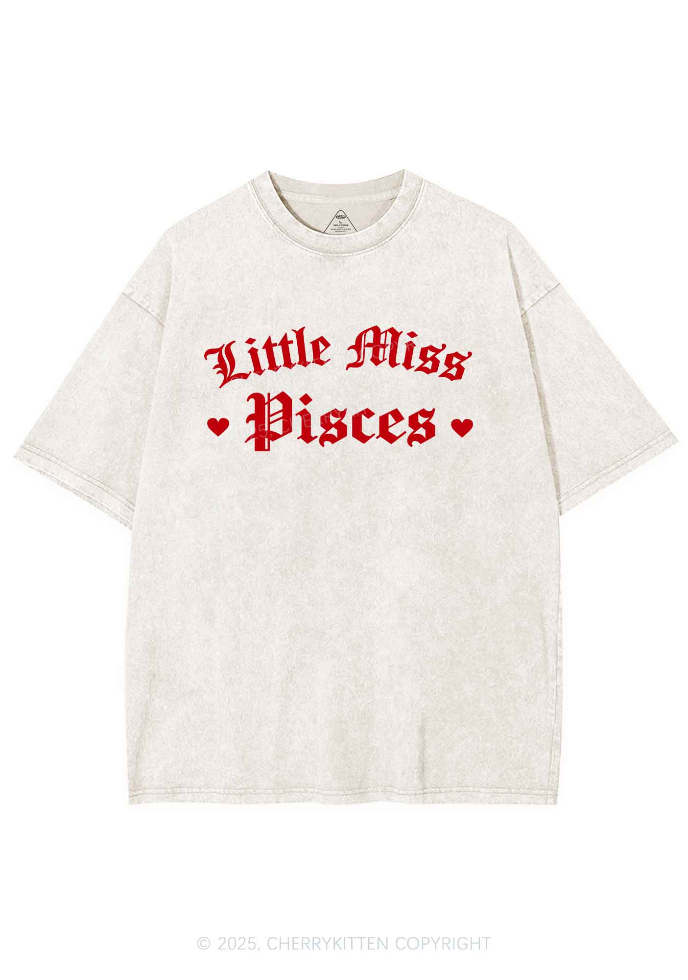 Custom Zodiac Little Miss Y2K Shirts Washed Tee Cherrykitten