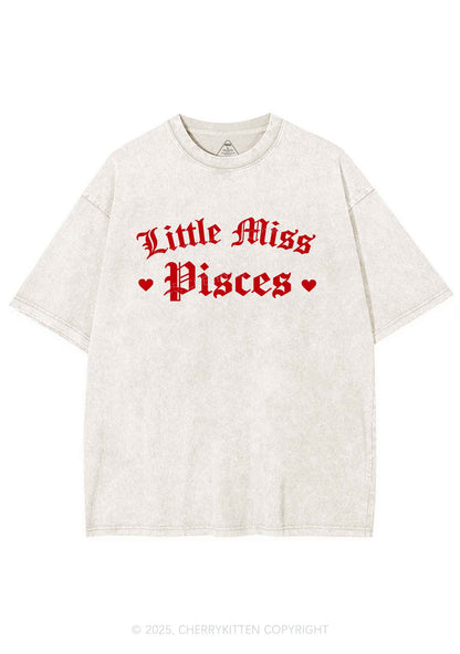 Custom Zodiac Little Miss Y2K Shirts Washed Tee Cherrykitten