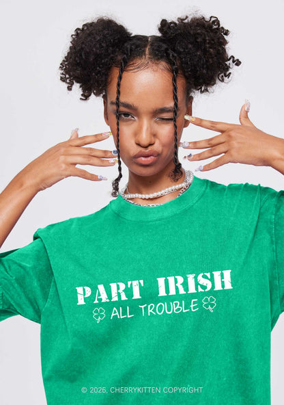 Part Irish All Trouble St Patricks Y2K Washed Tee Cherrykitten