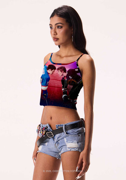 Hockey Duel HR Y2K Print Cami Crop Top Cherrykitten