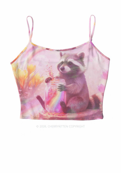 Rainbow Raccoon Pride Y2K Mesh Cami Tank Cherrykitten