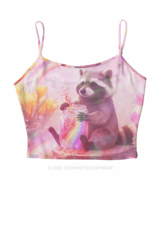 Rainbow Raccoon Pride Y2K Mesh Cami Tank Cherrykitten