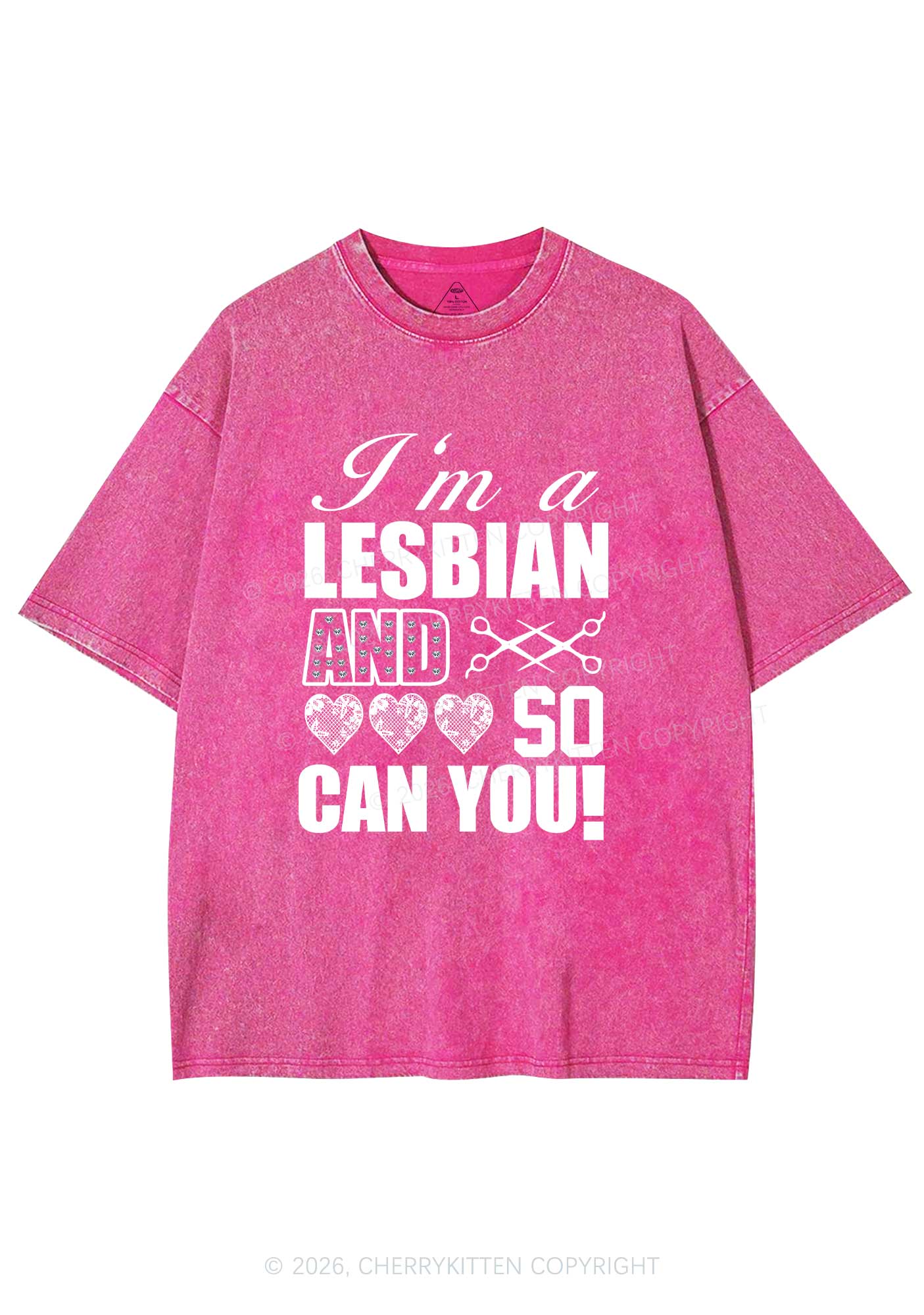 Im A Lesbian And So Can You Pride Y2K Shirts Washed Tee Cherrykitten