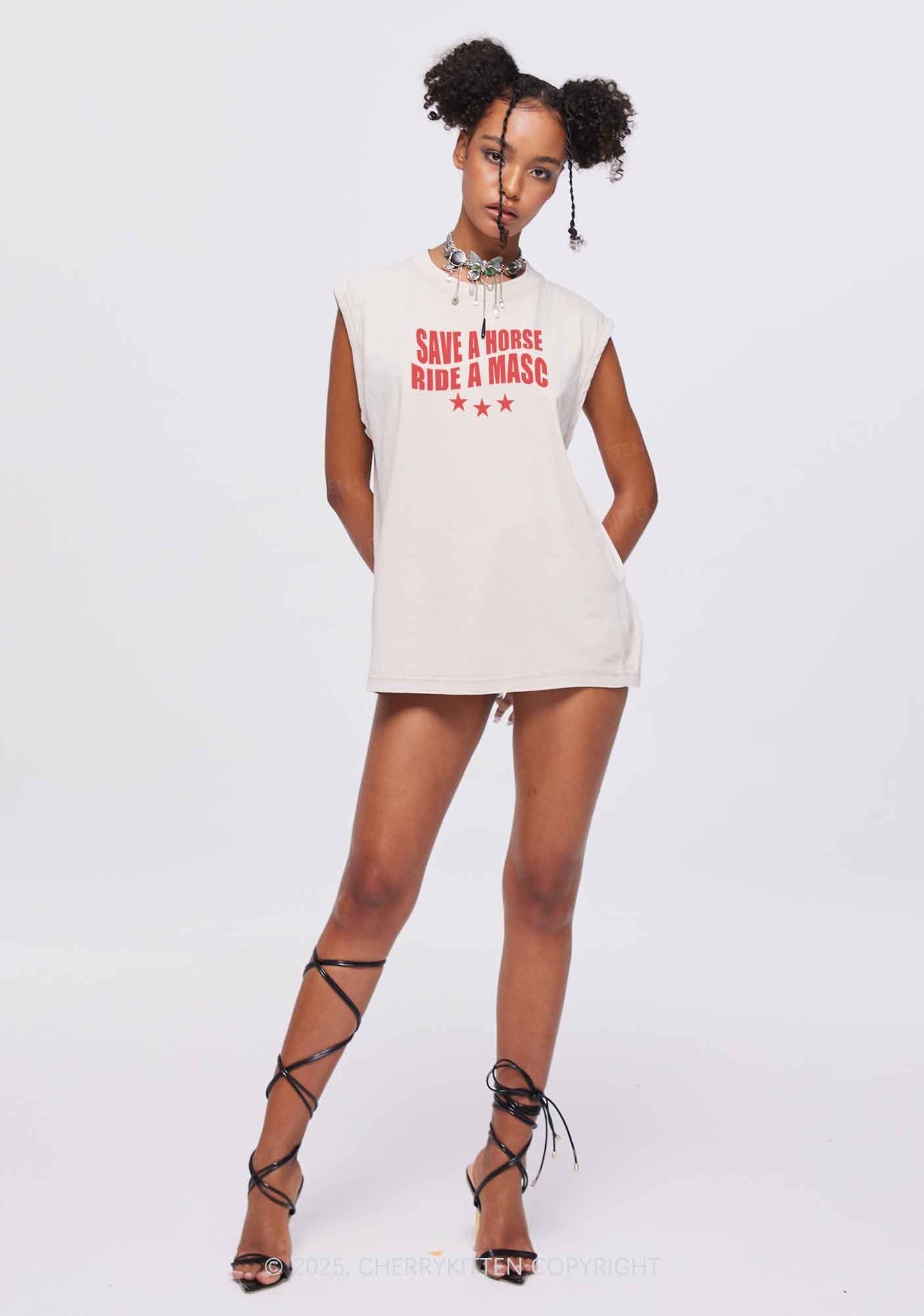 Ride A Masc Pride Y2K Washed Muscle Tank Cherrykitten