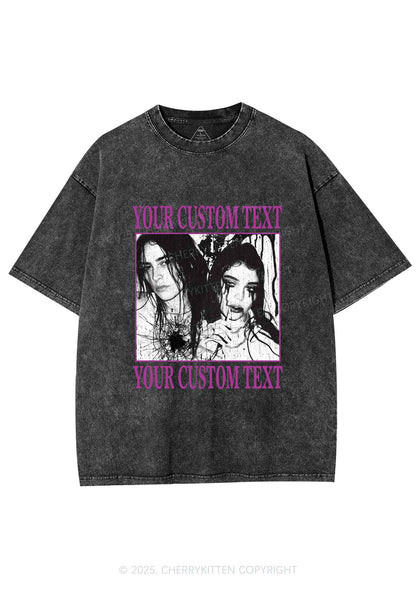 Custom Halloween Creepy Couple Y2K Shirts Washed Tee Cherrykitten