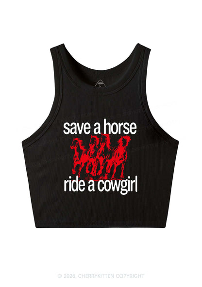 Four Horses Cowgirl Pride Y2K Crop Tank Top Cherrykitten