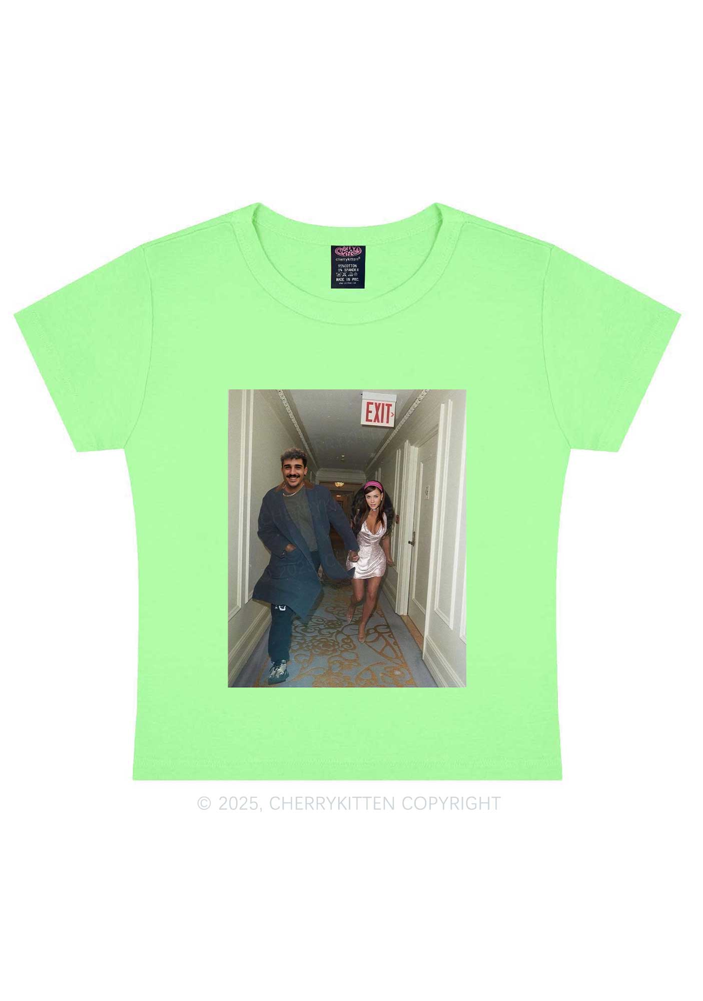 Custom Famous Hallway Photo Y2K Baby Tee Cherrykitten