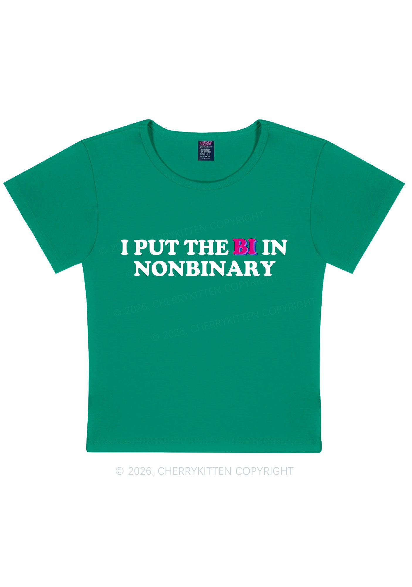 I Put The Bi In Nonbinary Pride Y2K Baby Tee Cherrykitten