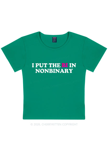 I Put The Bi In Nonbinary Pride Y2K Baby Tee Cherrykitten