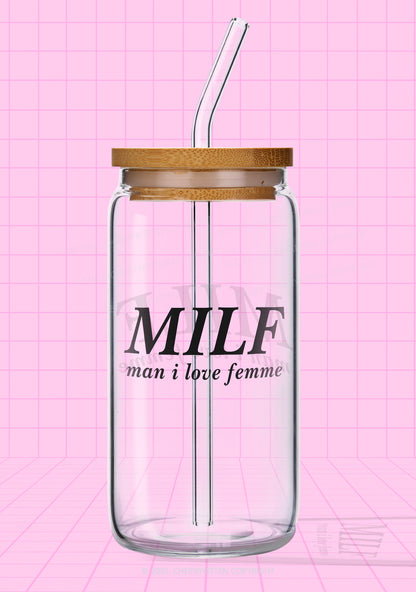 Man I Love Femme Pride Y2K Printed Glass Cup Cherrykitten