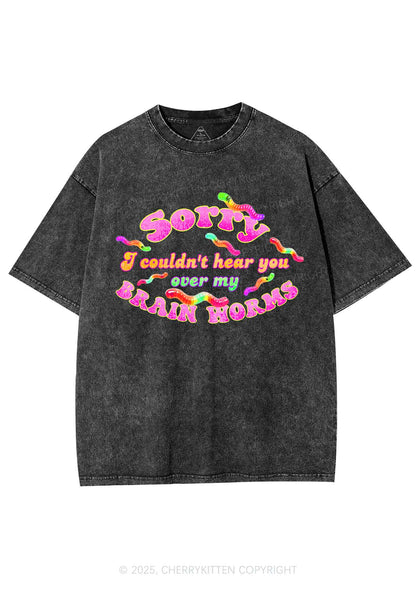 Brain Worms Y2K Shirts Washed Tee Cherrykitten