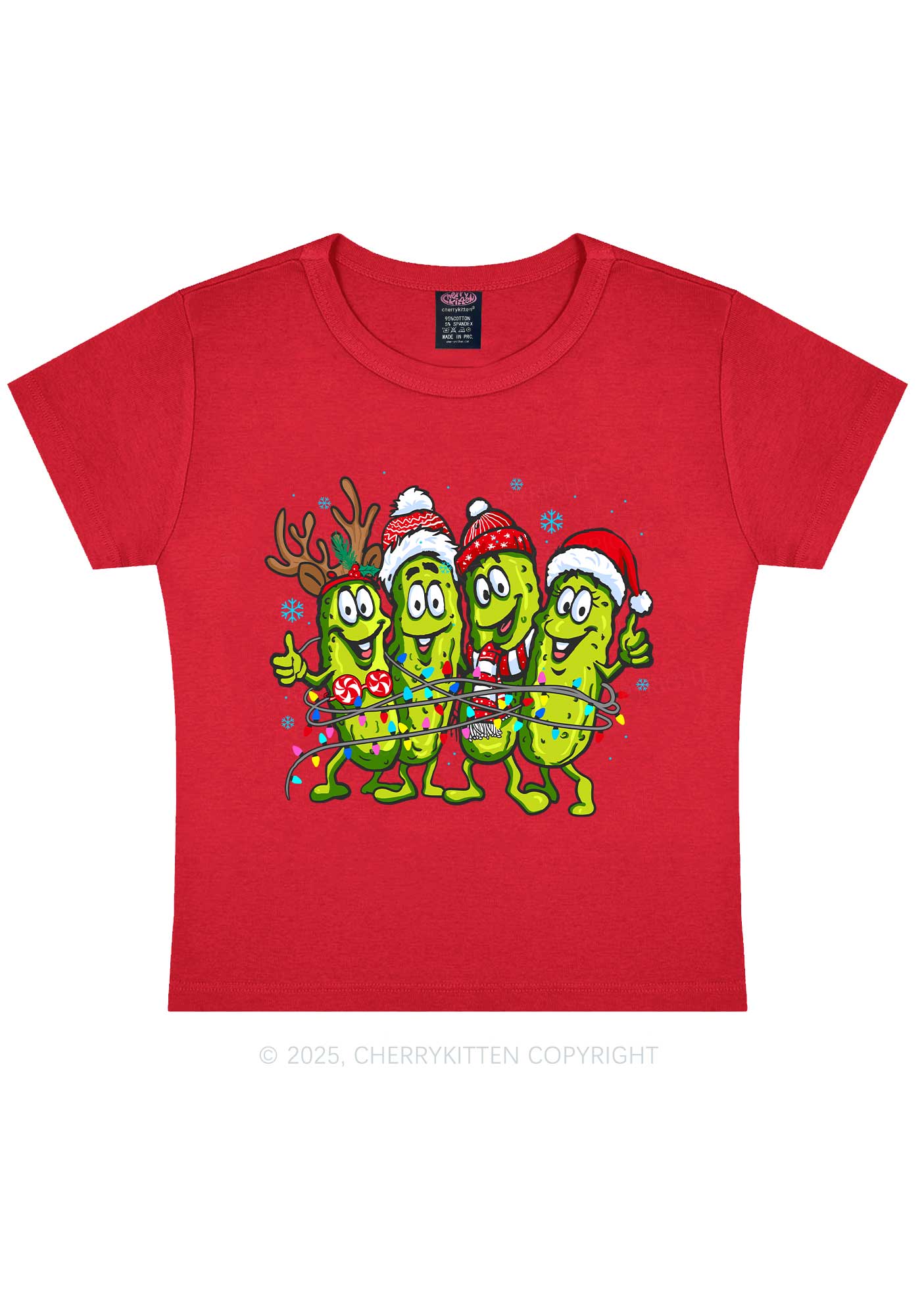 Christmas Cheerful Pickles Y2K Baby Tee Cherrykitten