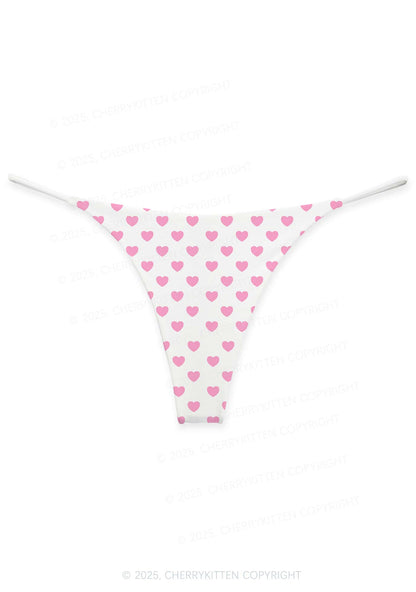 Plain Pink Heart Valentine's Day Y2K Print Couples Thong Set Cherrykitten