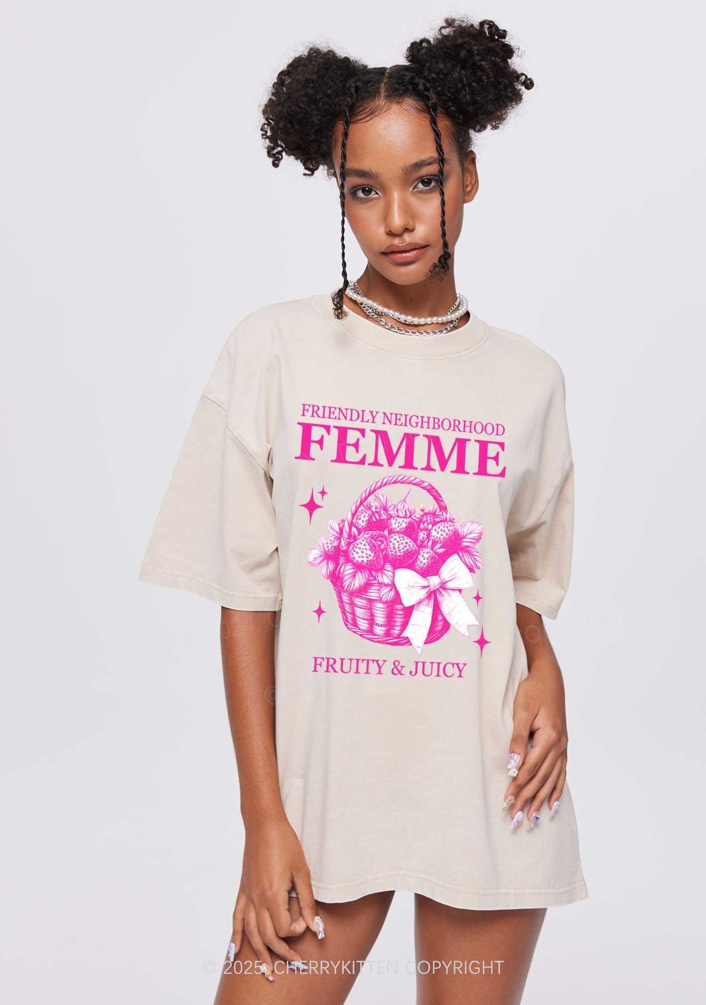 Friendly Neighborhood Femme Y2K Shirts Washed Tee Cherrykitten