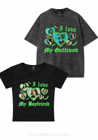 Custom Gothic GF BF Photos Y2K Valentine's Day Couple Shirt Cherrykitten