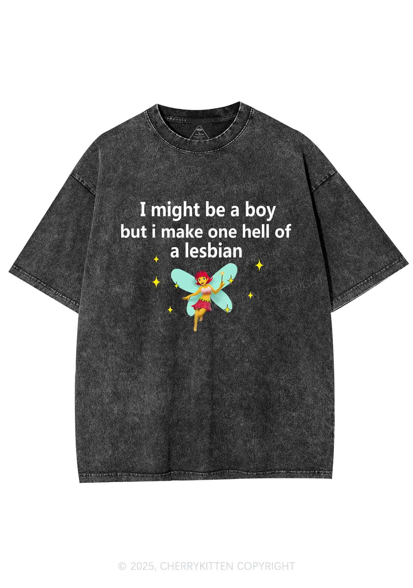 Make Hell Of Lesbian Y2K Shirts Washed Tee Cherrykitten