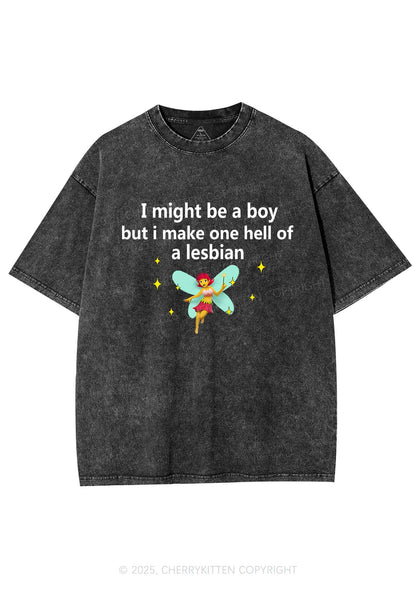 Make Hell Of Lesbian Y2K Shirts Washed Tee Cherrykitten