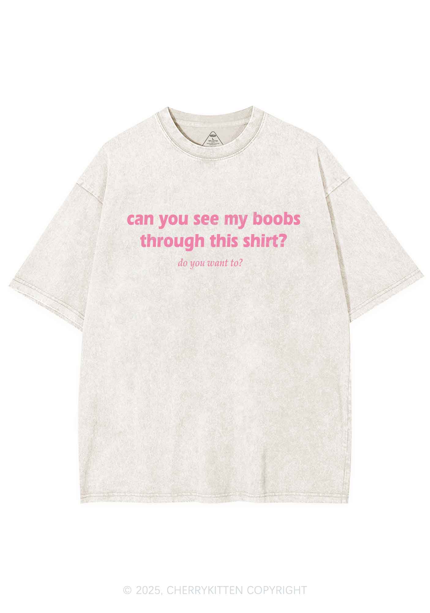 Can You See Me Y2K Shirts Washed Tee Cherrykitten