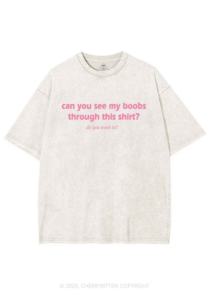 Can You See Me Y2K Shirts Washed Tee Cherrykitten