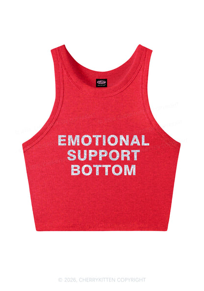 Glitter Emotional Support Bottom Pride Y2K Crop Tank Top Cherrykitten