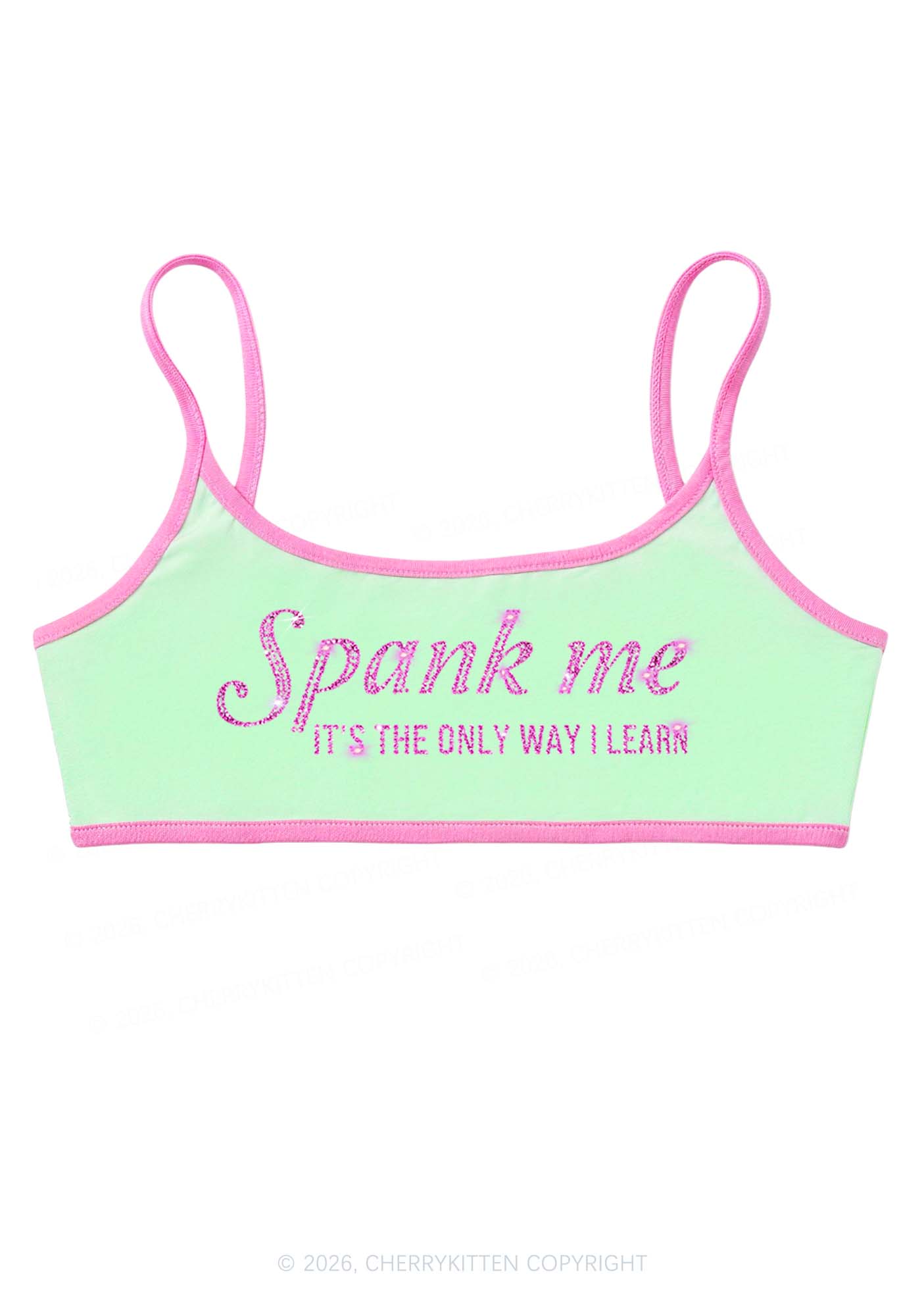 Rhinestone Spank Me Y2K Super Crop Cami Cherrykitten