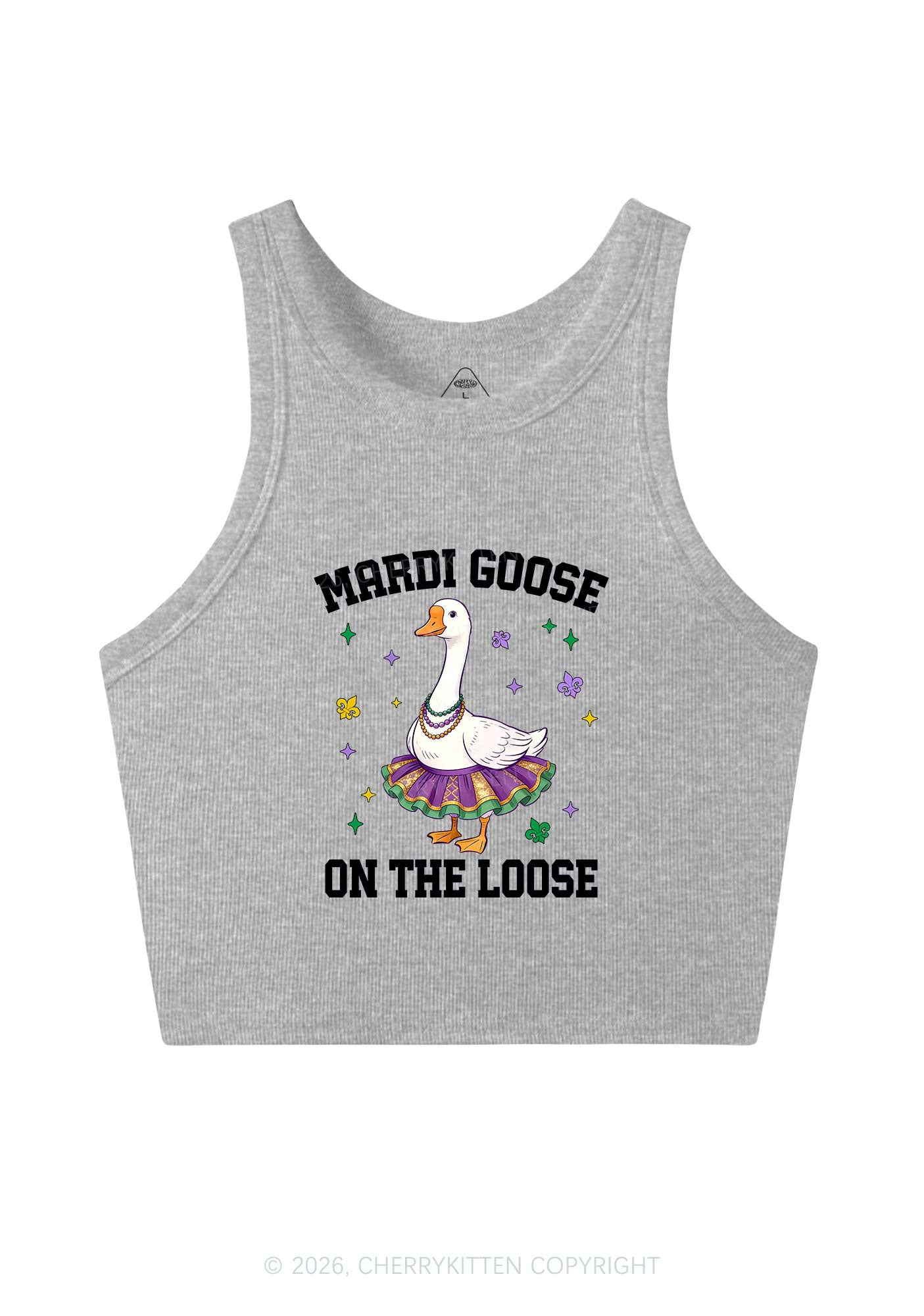Mardi Gras Goose Y2K Crop Tank Top Cherrykitten