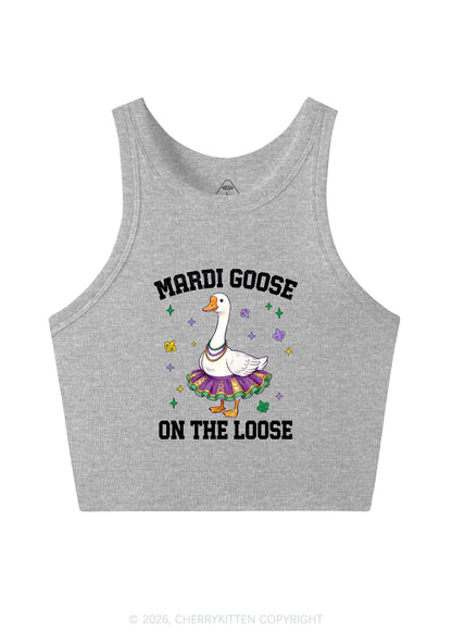Mardi Gras Goose Y2K Crop Tank Top Cherrykitten