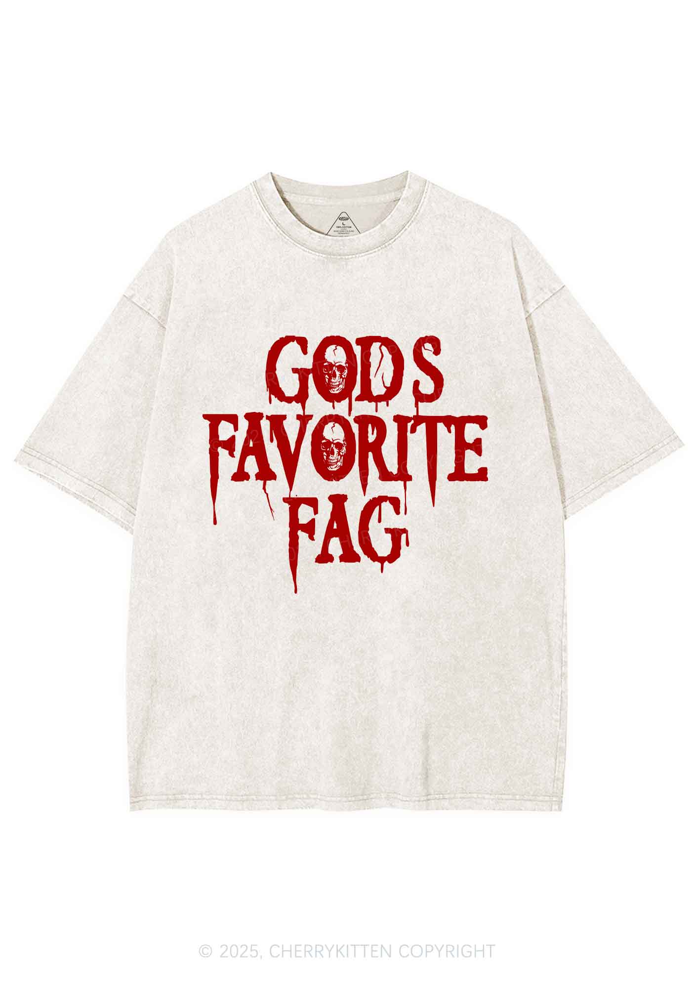 Halloween Gods Favorite Fag Pride Y2K Shirts Washed Tee Cherrykitten