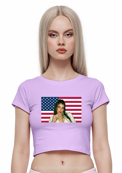 Custom Portrait Flag Y2K Baby Tee Cherrykitten