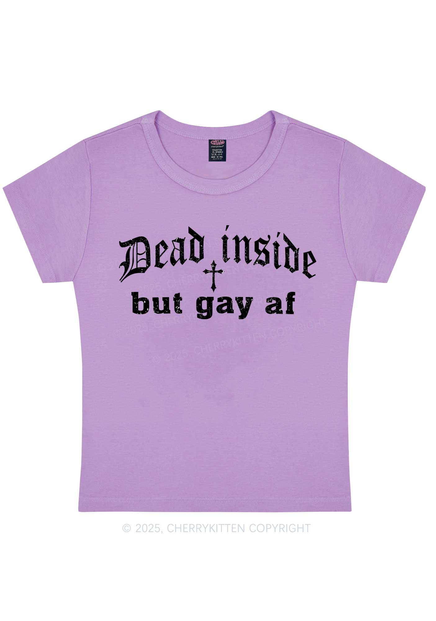 Dead Inside But Gay AF Pride Y2K Baby Tee Cherrykitten