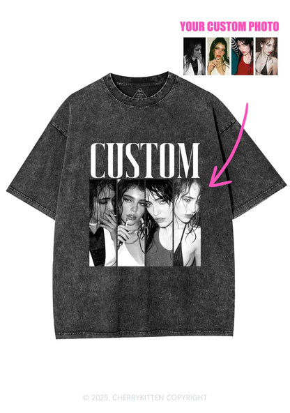 Custom Baddie Girls Photo Y2K Shirts Washed Tee Cherrykitten