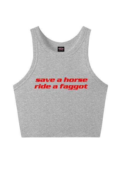 Save Horse Ride Faggot Pride Y2K Crop Tank Top Cherrykitten