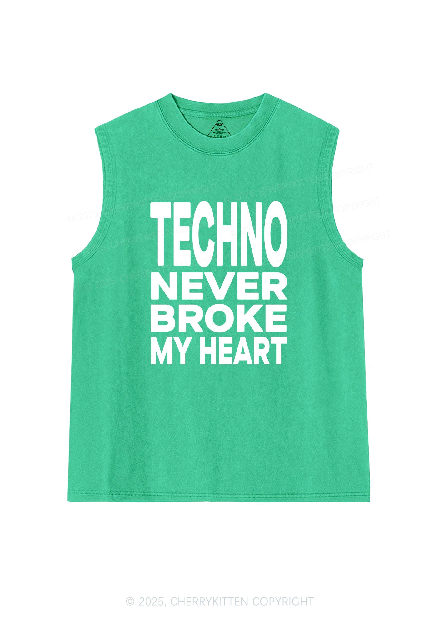 Techno Heart Y2K Washed Muscle Tank Cherrykitten