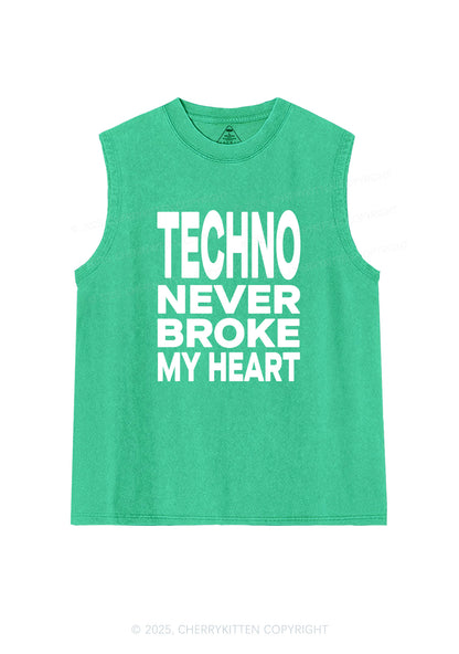 Techno Heart Y2K Washed Muscle Tank Cherrykitten