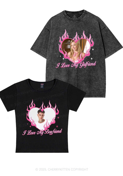Custom I Love My GF BF Y2K Valentine's Day Couple Shirt Cherrykitten